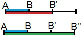Relação de homotetia entre os segmentos AB, AB' e AB''