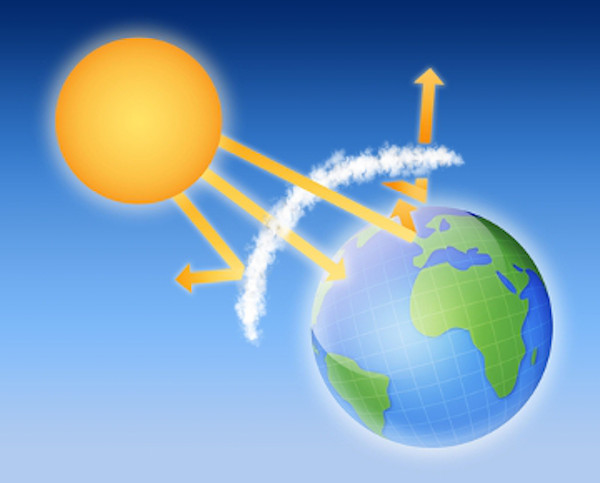 Camada de ozônio protegendo a Terra dos raios ultravioleta.