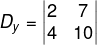 Cálculo de valor de Dy em sistema linear 2x2