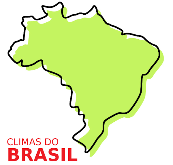 Mapa do Brasil com o escrito "Climas do Brasil".