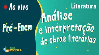 "Pré-Enem | Análise e interpretação de obras literárias" escrito sobre fundo verde