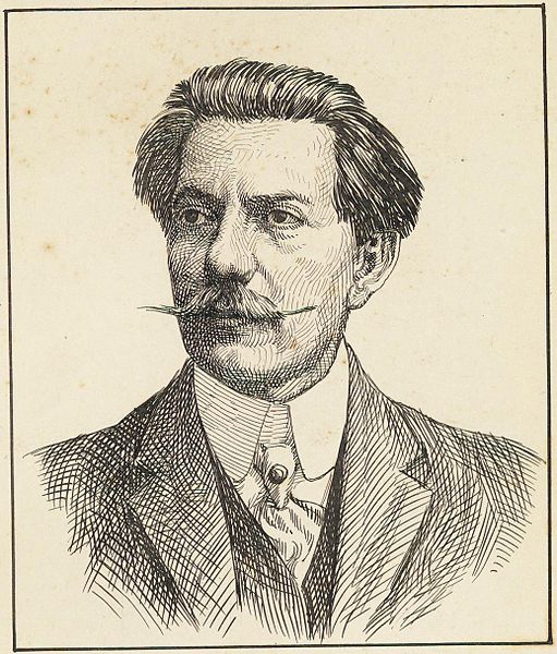 Alberto de Oliveira retratado em desenho de M. J. Garnier.