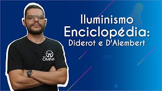 "Iluminismo Enciclopédia: Diderot e D'Alembert" escrito sobre fundo azul ao lado da imagem do professor