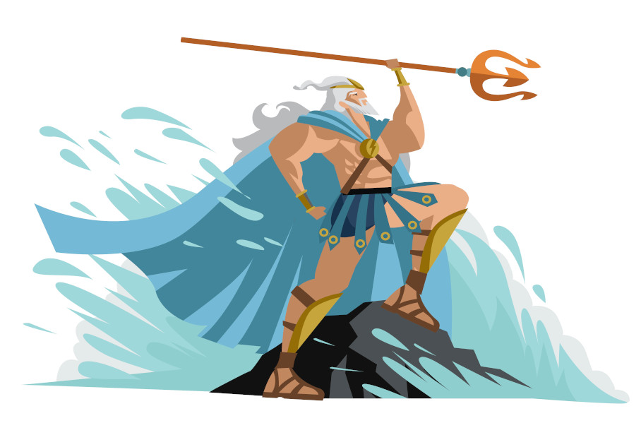 Ilustração do deus grego Poseidon.