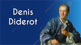 "Denis Diderot" escrito sobre fundo azul, ao lado há uma imagem do pensador