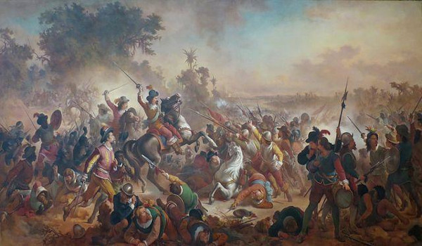  “Batalha dos Guararapes”, de Victor Meirelles, pintura óleo sobre tela exposta no Museu Nacional de Belas Artes, Rio de Janeiro.