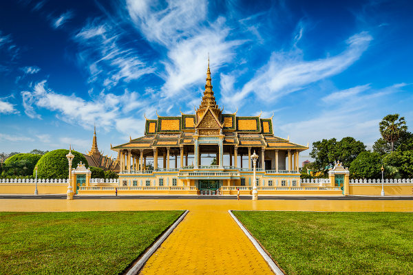 Palácio Real de Phnom Penh, sede da monarquia do Camboja.