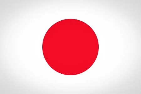 Bandeira do Japão, em branco e com círculo ao centro em vermelho. 