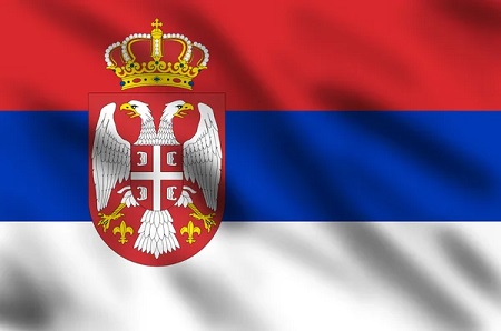 Bandeira da Sérvia, em vermelho, azul e branco. 