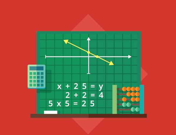 Ilustração de objetos utilizados nos estudos da álgebra, uma das áreas da Matemática.