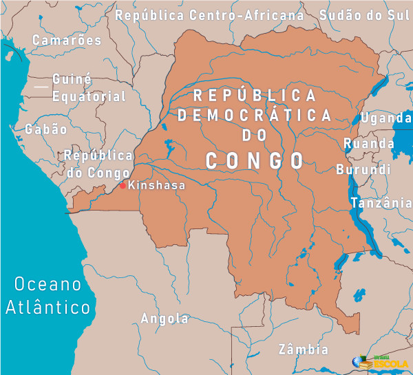 Mapa da República Democrática do Congo