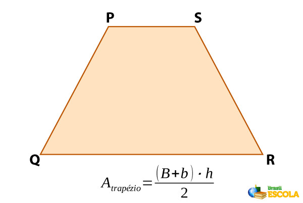 O calculo da área do trapézio é dado por: A = ½ . h (a + b).