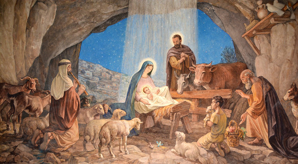  Afresco sobre o nascimento de Jesus Cristo.[1]