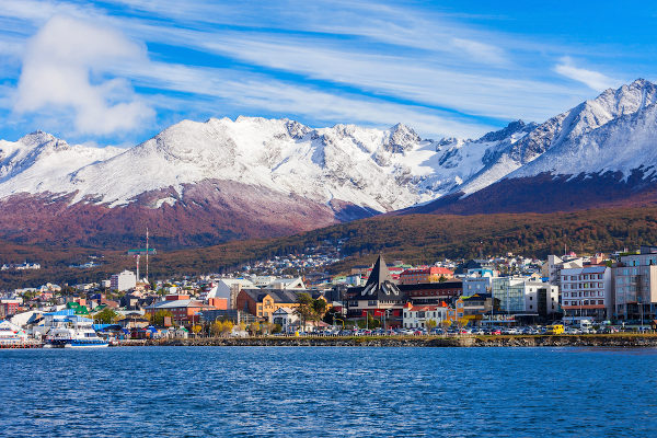 View of the Ushuaia region, a tourist spot in Patagonia.