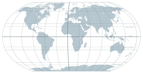 Mapa-múndi como representação da constituição do sistema de coordenadas geográficas.