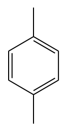 Estrutura utilizada na nomenclatura do hidrocarboneto 1,4-dimetilbenzeno/para-dimetilbenzeno/p-dimetilbenzeno, um aromático.