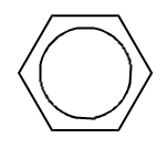 Exemplo de anel aromático, uma classificação das cadeias carbônicas.