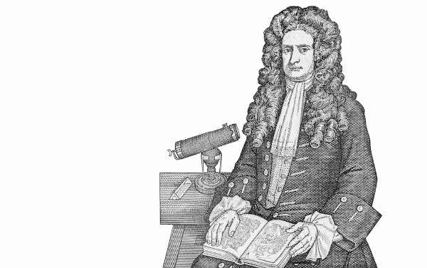 Ilustração de Isaac Newton, desenvolvedor de leis que possuem inúmeras aplicações que são conhecidas como leis de Newton.