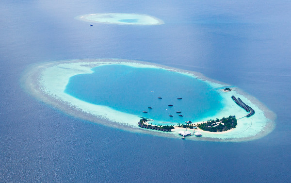 Exemplo de uma laguna de atol.
