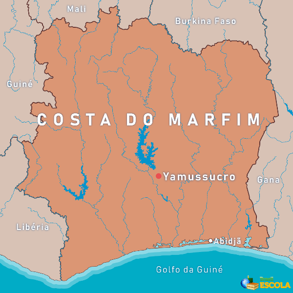 Mapa da Costa do Marfim.