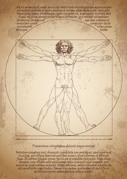 Imagem da obra “O Homem Vitruviano”, de Da Vinci, um dos expoentes do Renascimento.