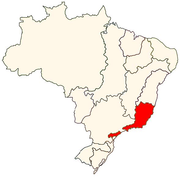 Localização da bacia do Atlântico Sudeste, parte da hidrografia do Brasil.