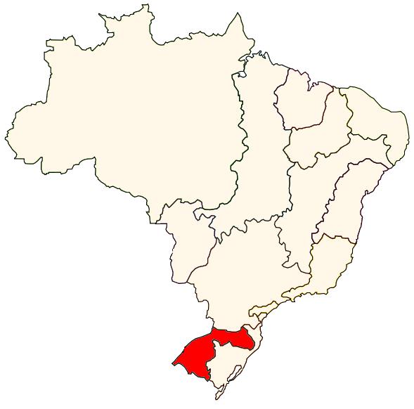 Localização da bacia do Uruguai, parte da hidrografia do Brasil.