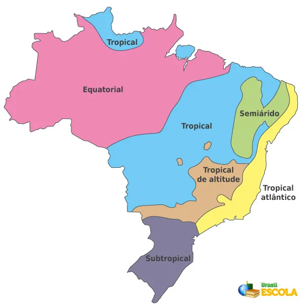  Mapa dos climas brasileiros, aspecto da geografia do Brasil.