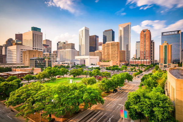 Vista da cidade Houston, a cidade mais populosa do Texas.
