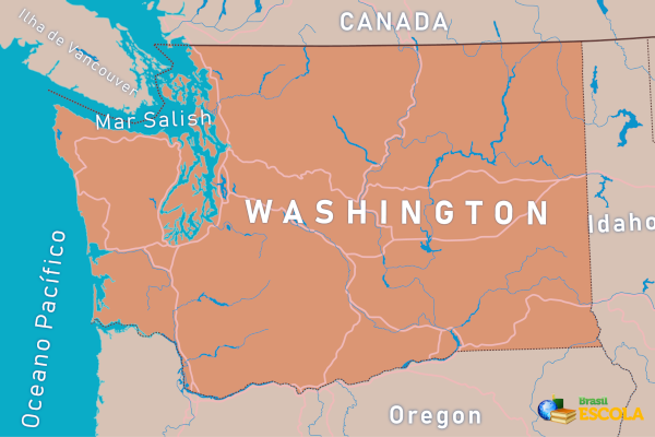 Mapa do estado de Washington.
