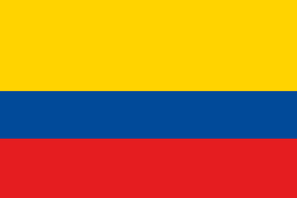 Bandeira da Colômbia, país da América do Sul.