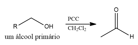 Reação de obtenção de aldeído por meio da oxidação com PCC.