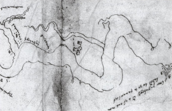 Mapa da colônia de Jamestown, colônia inglesa de grande importância para a história da América.