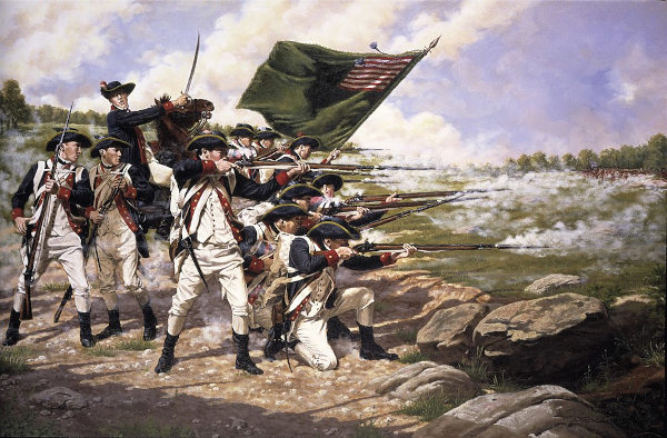Quadro “A Batalha de Long Island”, no contexto da independência dos EUA, um dos acontecimentos da história da América.