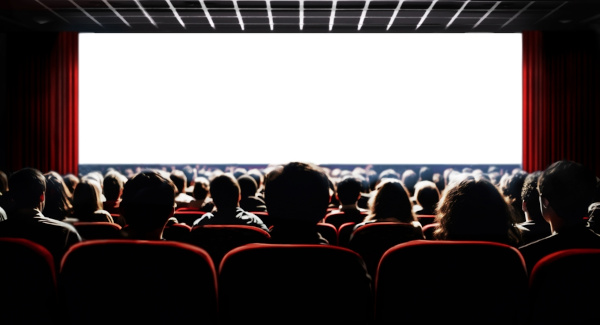 Sala de cinema cheia de pessoas, um reflexo da popularização do cinema, parte importante de sua história.