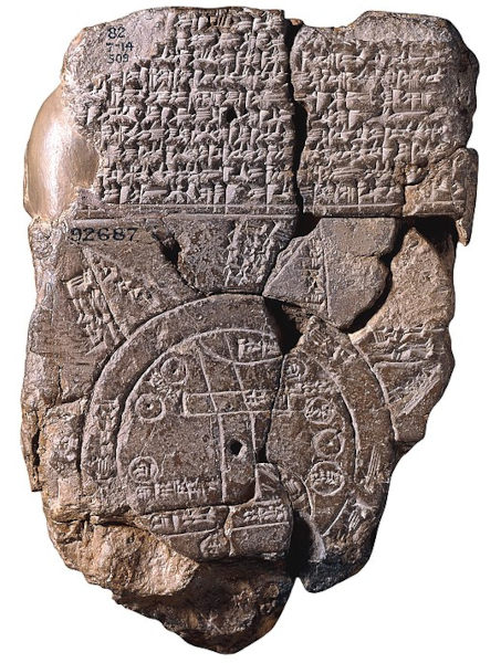 Mapa de Ga-Sur gravado em argila, o mais antigo registro da cartografia.