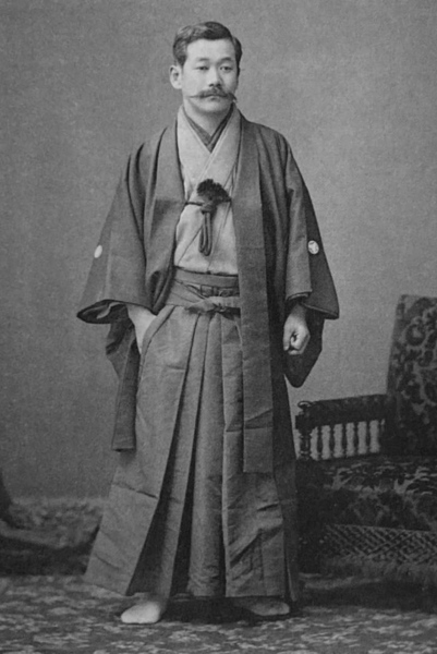 Fotografia em preto e branco de Jigoro Kano, o criador do judô. 