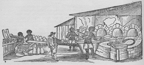 Negros trabalhando em engenho de açúcar em gravura antiga, em texto sobre ciclos econômicos do Brasil.