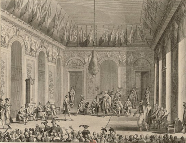 Uma audiência do Diretório representada em gravura de 1802.