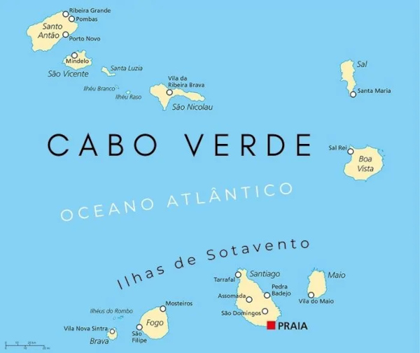 Mapa de Cabo Verde.