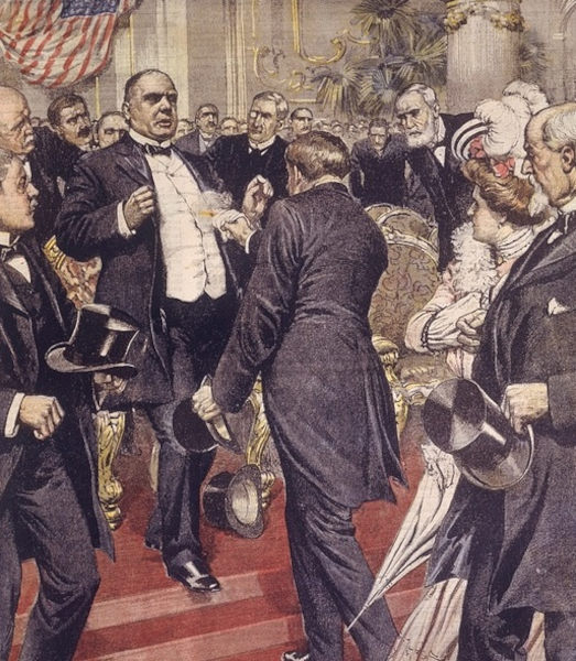 Gravura representando o assassinato do presidente William McKinley, praticado pela extrema-esquerda.