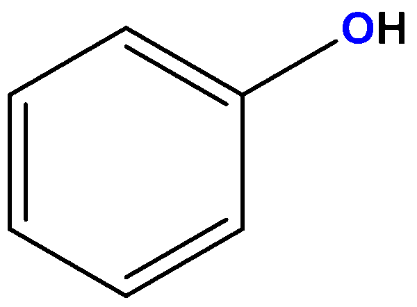 Estrutura química dos fenóis, uma das classificações das funções orgânicas.