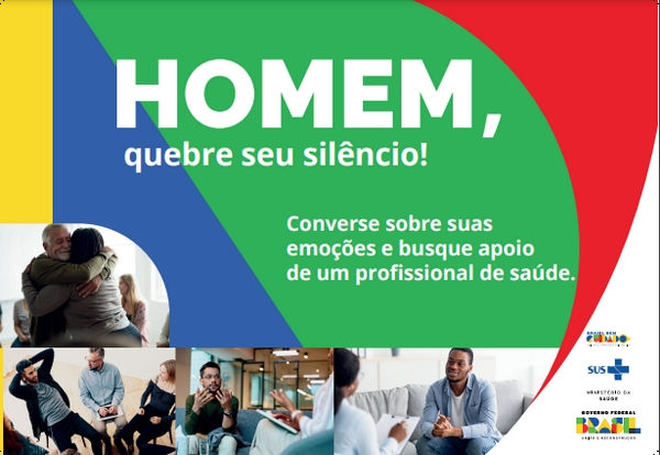 Campanha do Ministério da Saúde, um exemplo de linguagem mista (linguagem verbal e linguagem não verbal).