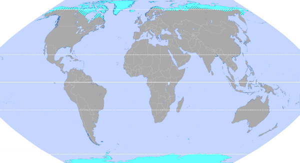 Mapa com localização do clima polar.