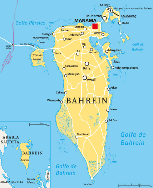 Mapa do Bahrein.
