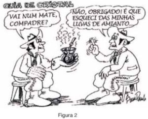 Dois gaúchos conversando em uma charge, em exercícios sobre sistema sensorial.