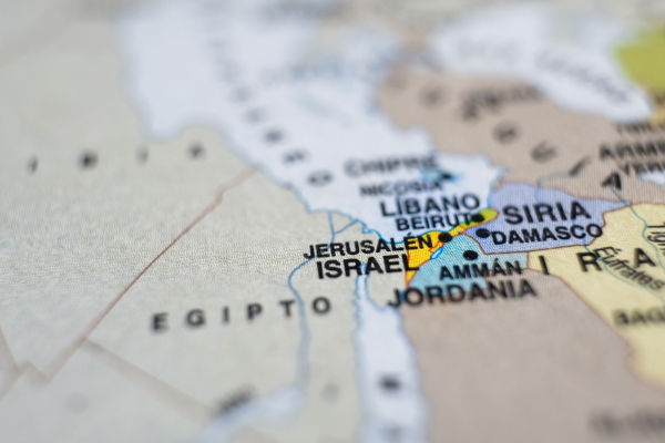 Mapa demarcando o Estado de Israel, em texto sobre sionismo.