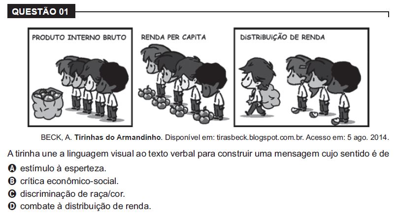Questão sobre Liguagens do Encceja