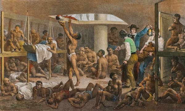Representação de um navio negreiro.