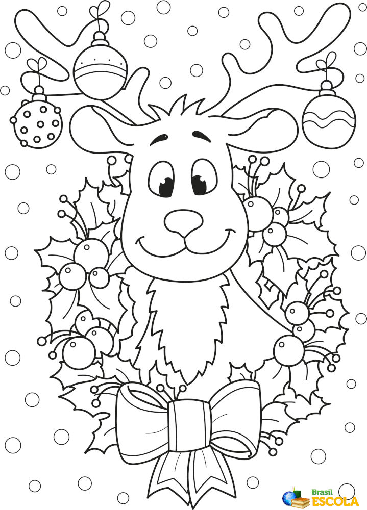 desenho para colorir rena do papai noel